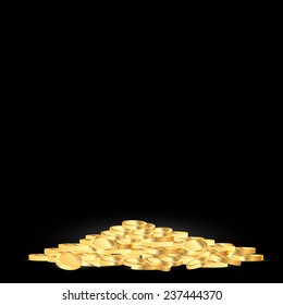 gold coins stack on black background