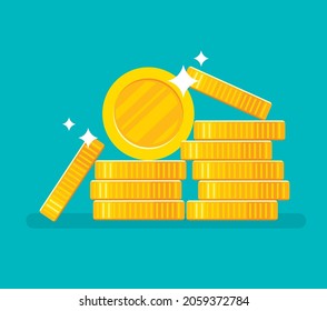 Ilustración vectorial de la pila de monedas de oro 