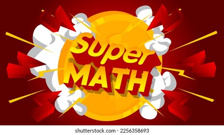 Gold Coins with Super Math text. Coin  Vector Illustrated Golden metal cash, money.