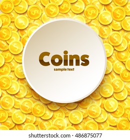 gold coins top view background with place for text eps 10 vector illustration