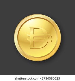 Gold Coins with UAE Dirham AED Currency Symbol Vector Illustration