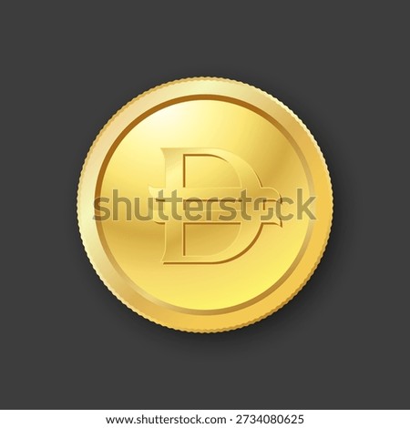 Gold Coins with UAE Dirham AED Currency Symbol Vector Illustration