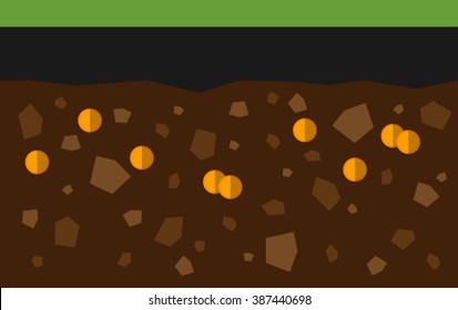 Gold coins under the ground