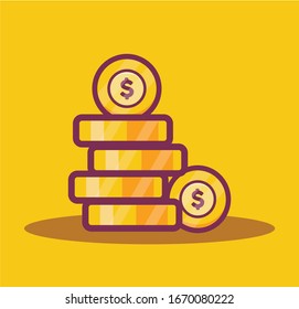 Gold coins  vector design illustration isolated on white background