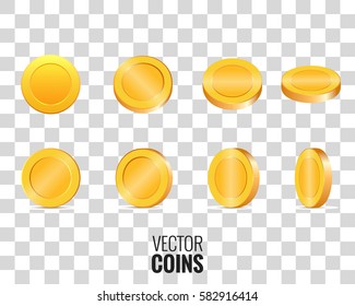 Monedas de oro. Monedas vectoriales de diferentes formas para la animación