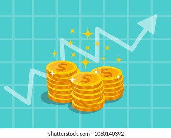 Gold coins vector EPS10 icon with dollar sign. color and Background. Gift and decorative element. vector illustration