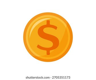 Icono de Vector de monedas de oro. 　Ilustración de una moneda de dólar.