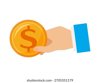 Icono de Vector de monedas de oro. 　Ilustración de una moneda de dólar.