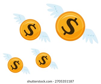 Goldmünzen, Vektorsymbol. 　Abbildung einer Dollarmünze.