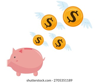 Moedas de ouro ícone do vetor. 　Ilustração de uma moeda de dólar.