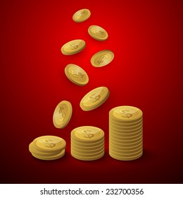 Gold coins vector illustration.