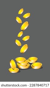 Gold coins vector illustration, coins 3d model design, gold bar , Spin gold coin view, 3D Stack of Gold Coins Icon Isolated, Growth, Income, Savings, Investment. Symbol of Wealth. Business Success.