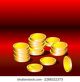 Gold coins vector illustration, coins 3d model design, gold bar , Spin gold coin view, 3D Stack of Gold Coins Icon Isolated, Growth, Income, Savings, Investment. Symbol of Wealth. Business Success.