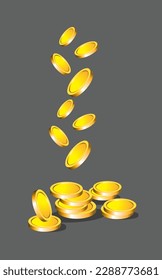 Gold coins vector illustration, coins 3d model design, gold bar , Spin gold coin view, 3D Stack of Gold Coins Icon Isolated, Growth, Income, Savings, Investment. Symbol of Wealth. Business Success.