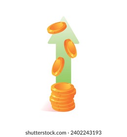 Gold coins vector illustration on white background. Economics, shopping, earnings. Suitable for design on the theme of monetary actions.