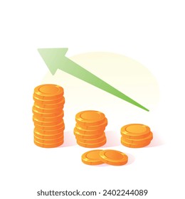 Gold coins vector illustration on white background. Economics, shopping, earnings. Suitable for design on the theme of monetary actions.