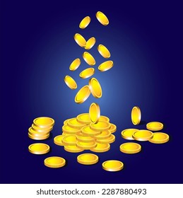 GOLD COINS vector illustrations, coins 3d model design, gold bar , Spin gold coin view, 3D Stack of Gold Coins Icon Isolated, Growth, Income, Savings, Investment. Symbol of Wealth. Business Success.