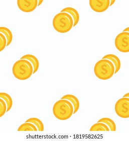 Gold coins vector seamless pattern  background
