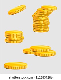 Gold coins vector set