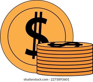 Gold coins vector. virtual money