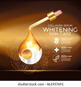 Gold Collagen Serum Background Concept Skin Care Cosmetic