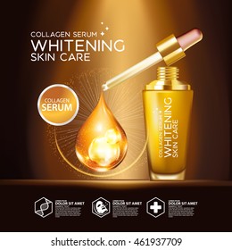 Gold Collagen Serum Background Concept Skin Care Cosmetic