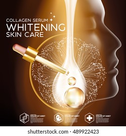 Gold Collagen Serum Background Concept Skin Care Cosmetic
