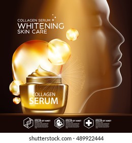 Gold Collagen Serum Background Concept Skin Care Cosmetic