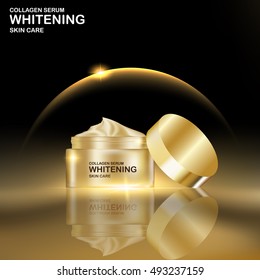 Gold Collagen Serum Concept Skin Care Cosmetic.