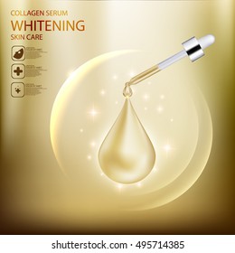 Gold Collagen Serum Concept Skin Care Cosmetic.