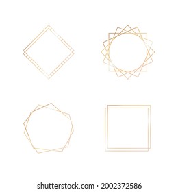 Gold collection of geometric frame. Decorative element for card, invitation. Art deco style for wedding invitation.