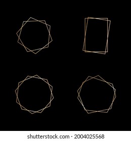 Gold collection of geometric frame. Decorative element for card, invitation. Art deco style for wedding invitation.