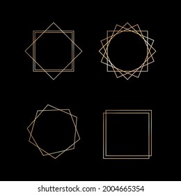 Gold collection of geometric frame. Decorative element for card, invitation. Art deco style for wedding invitation.