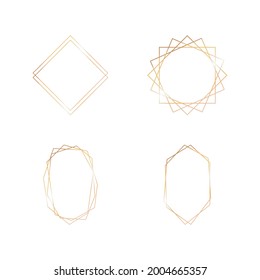 Gold collection of geometric frame. Decorative element for card, invitation. Art deco style for wedding invitation.