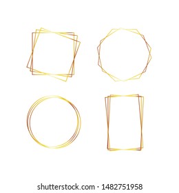 Gold collection of geometrical frame. Modern abstract elements, vector illustration, isolated on backgrounds.