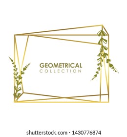 Gold collection of geometrical polyhedron, art deco style for wedding invitation, luxury templates, decorative patterns, isolated on backgrounds