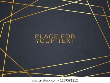 Gold collection of geometrical polyhedron. Vector Border Collection for Birthday, New Year, Christmas Card. Vector modern design wedding invitation. Minimal template for creative designs, card.