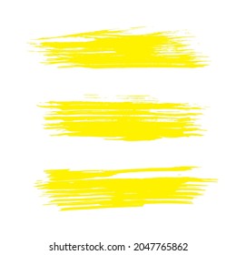 Colección De Oro De Pintura De Cepillo De Mano. Dibujo de acuarela amarillo. Cepillos de socorro dorados. Pintura acrílica. Marco de socorro. Grafiti sucio de arte. Cartel cepillado. Splash acuarela. 