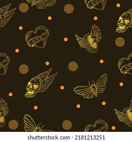 Gold Collection Mystical Celestial Simple Minimalism Circle Gold Object Symbol Space Elements Vintage Illustration Dark Gold Background.
