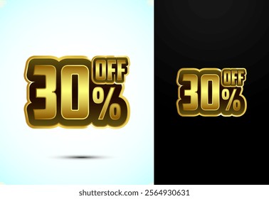 Gold color 30 Percent discount tag sticker, Special offer discount tag, sale symbol