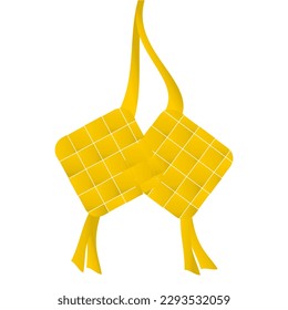 GOLD COLOR 3D KETUPAT FOOD VECTOR