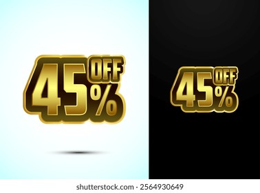 Gold color 45 Percent discount tag sticker, Special offer discount tag, sale symbol