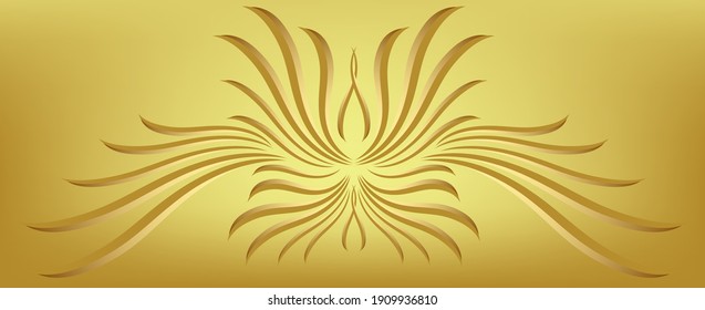 Gold color abstract pinion curve pattern bacGold color abstract wing curve pattern background