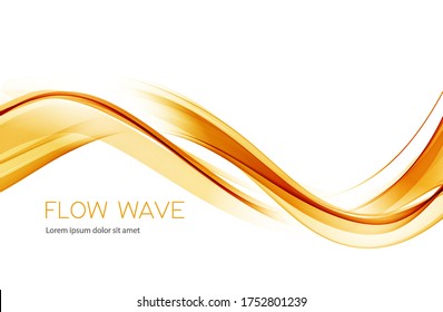 Gold color abstract transparent wave design element