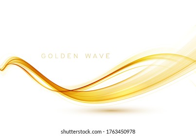 Gold color abstract transparent wave design element