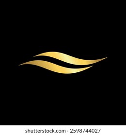 Gold Color Abstract Wave Water Element Vector Template