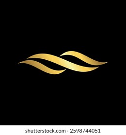 Gold Color Abstract Wave Water Element Vector Template
