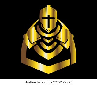 gold color armor, logo with shield vector