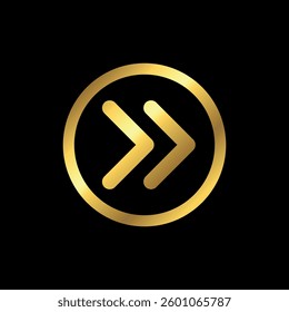 Gold Color Arrow Icon Vector Template
