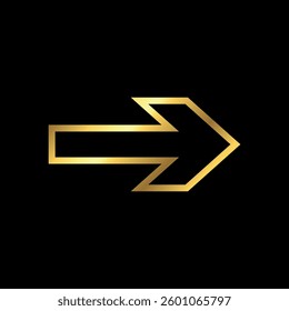 Gold Color Arrow Icon Vector Template